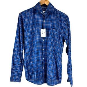 Peter Millar NWT Ward Summer Soft Cotton Sport Shirt Blue Plaid Men's Small